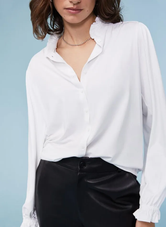 Baukjen SimaFrill Detail Blouse Pure White Clothing