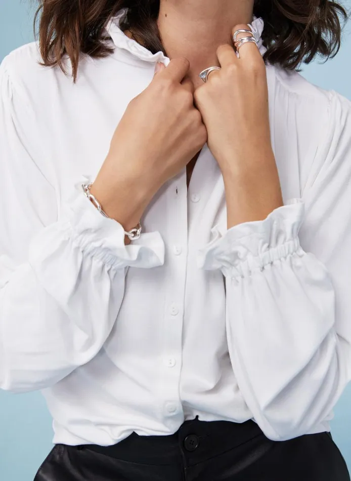 Baukjen SimaFrill Detail Blouse Pure White Clothing