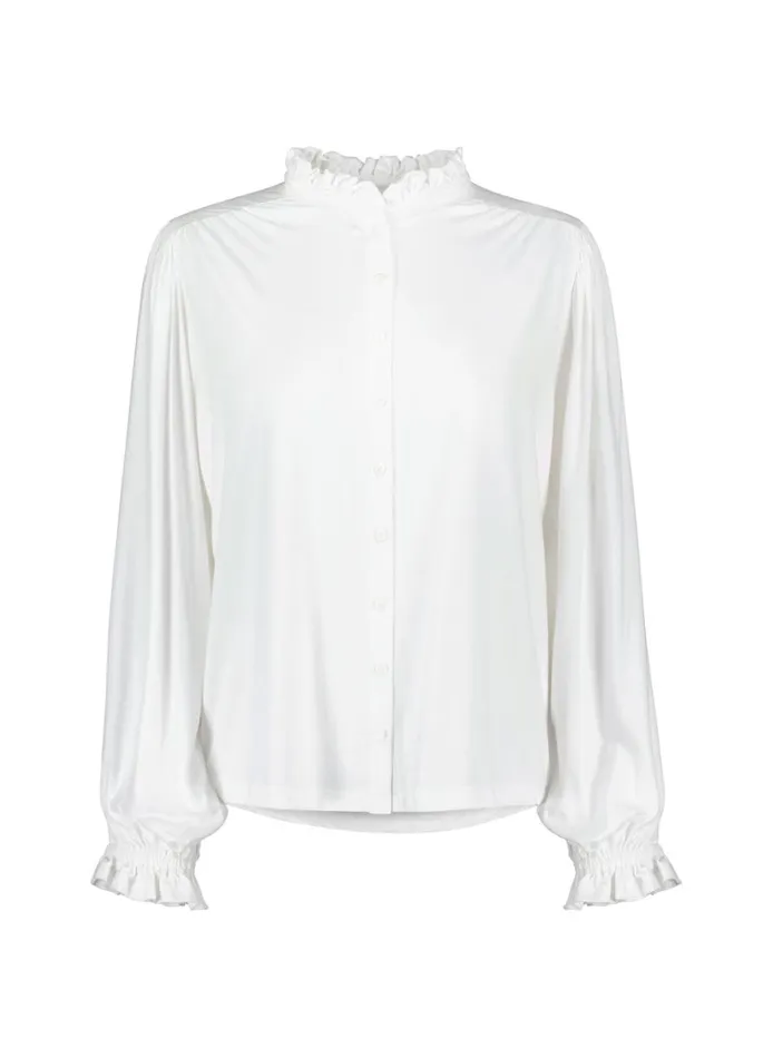 Baukjen SimaFrill Detail Blouse Pure White Clothing