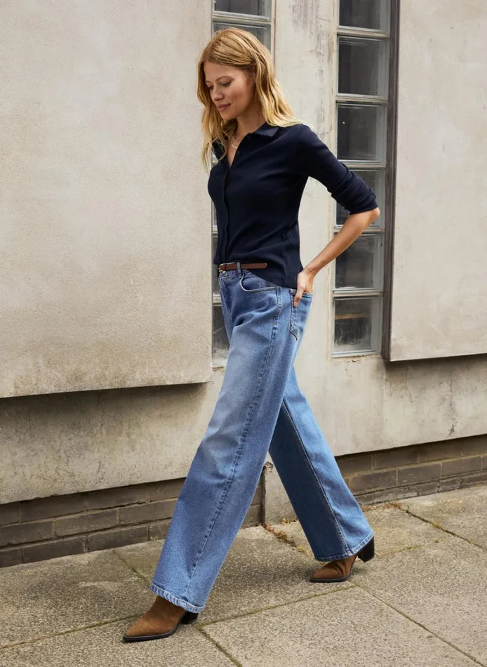 Baukjen Susan Organic Cotton Button Down Top Classic Navy Clothing