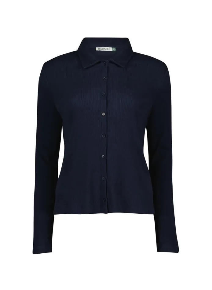 Baukjen Susan Organic Cotton Button Down Top Classic Navy Clothing