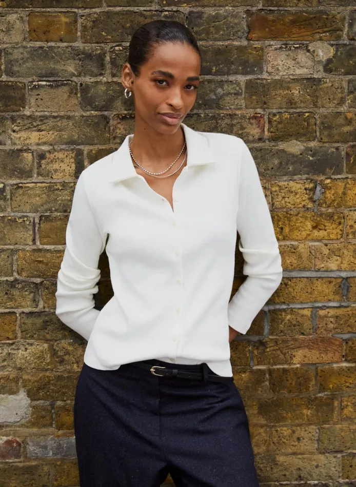 Baukjen Susan Organic Cotton Button Down Top Cream Clothing