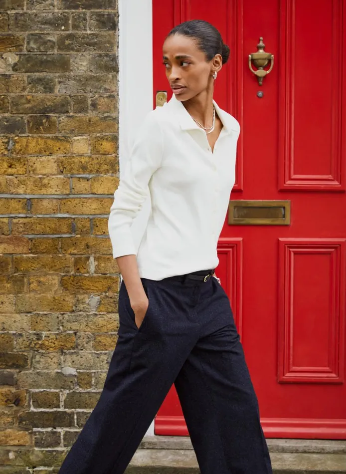 Baukjen Susan Organic Cotton Button Down Top Cream Clothing