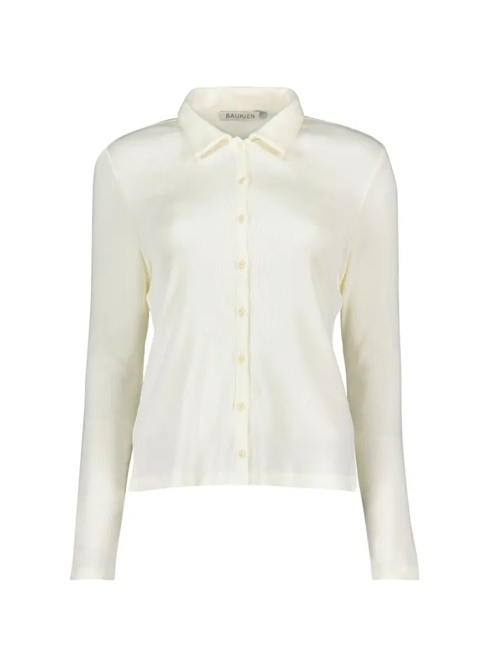 Baukjen Susan Organic Cotton Button Down Top Cream Clothing