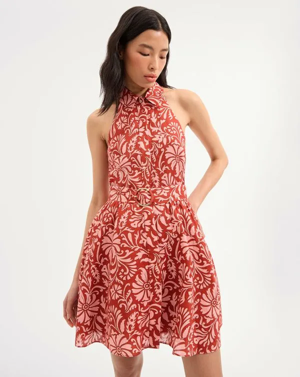 Beau Dress Dark Persimmon Multi Women Veronica Beard Dresses