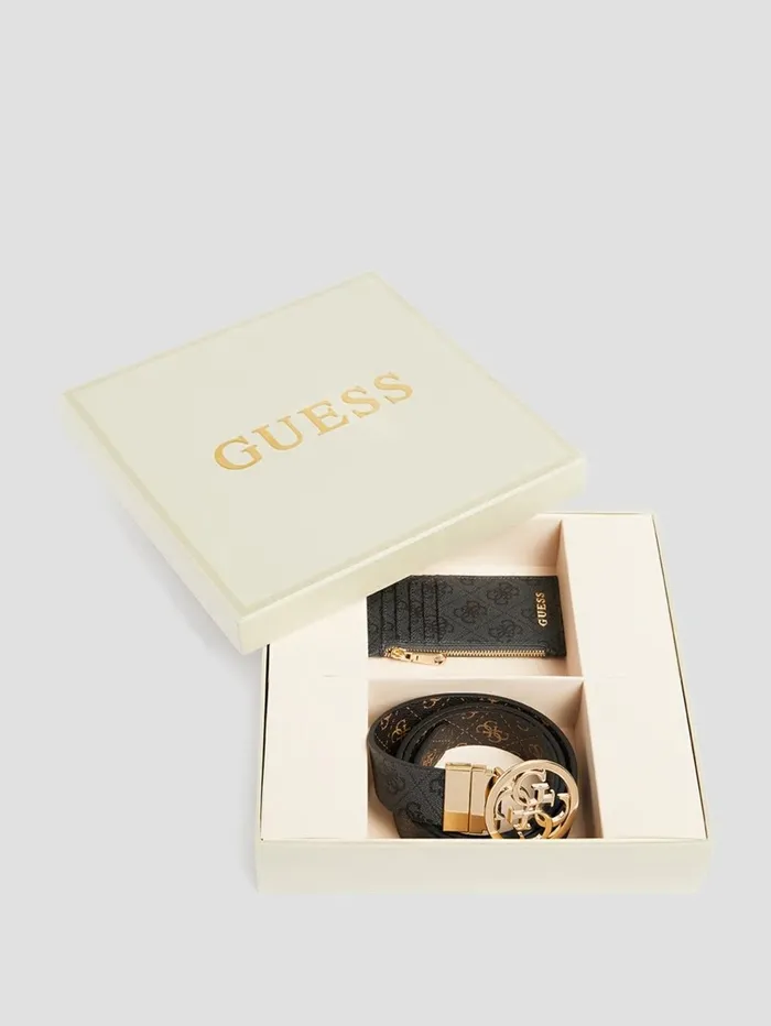 Belts GUESS Women Quattro G Belt and Card Holder Box Set Cloud Wash