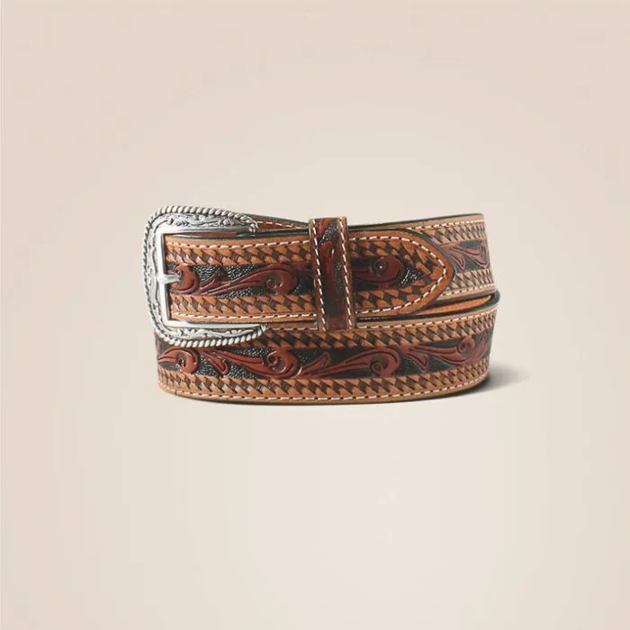 Belts Men Ariat Filigree Embossed Stitch Belt Tan