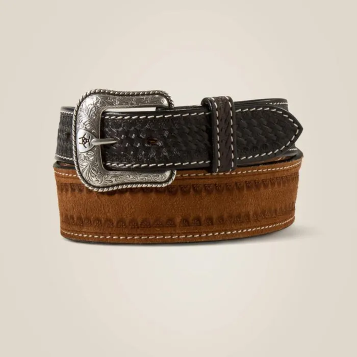Belts Men Ariat Floral Stamp Lattice End Belt Tan