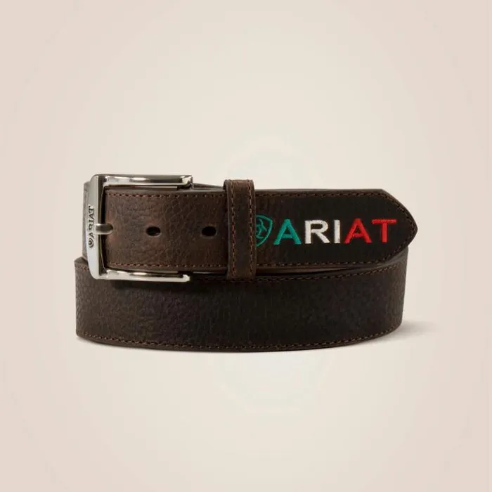 Belts Men Ariat Mexico Embossed Logo Belt Brown