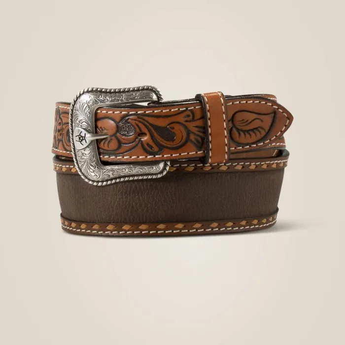 Belts Men Ariat White Stitch Trim Belt Brown