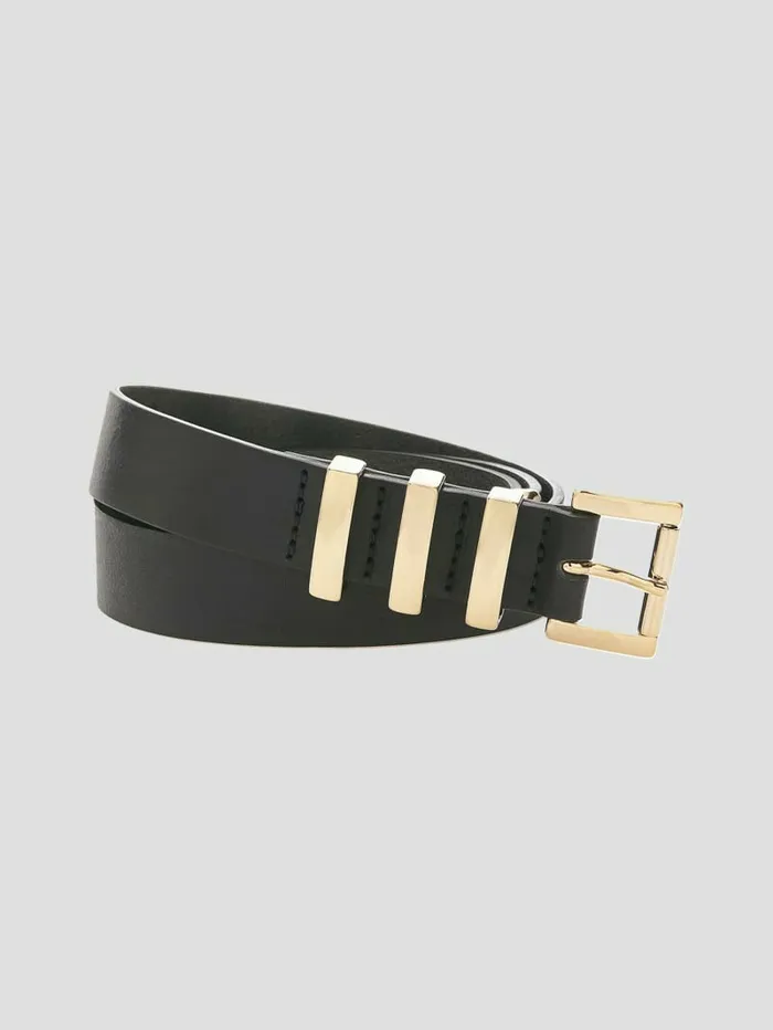 Belts Women GUESS Logo Embellished Belt Dark Camel Leather