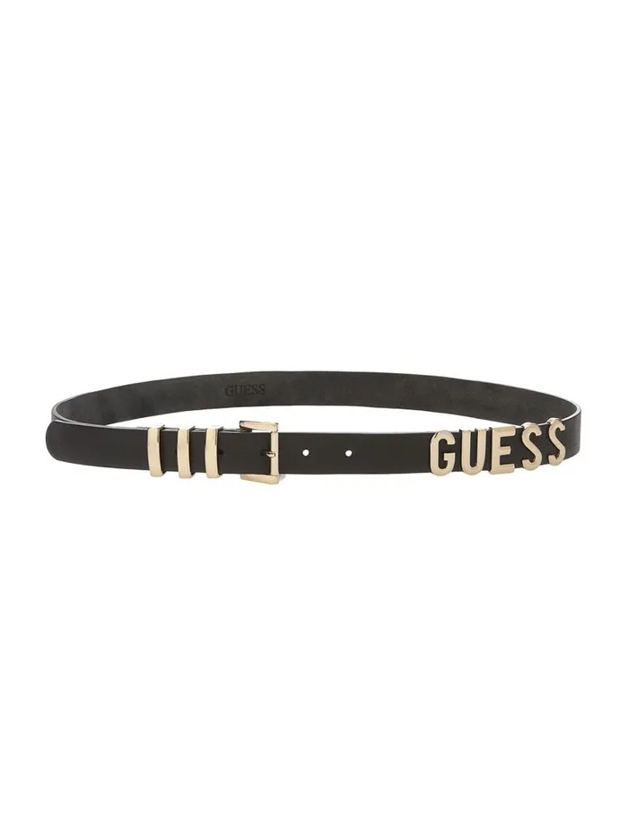Belts Women GUESS Logo Embellished Belt Dark Camel Leather Belts Women GUESS Logo Embellished Belt Dark Camel Leather