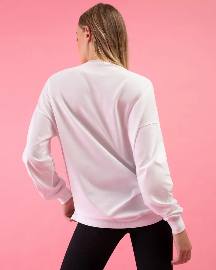 Bloch Bloch Play Oversized LS Tee White Adult Tops Bloch Bloch Play Oversized LS Tee White Adult Tops