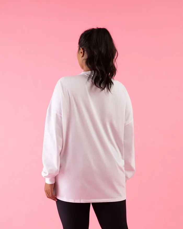 Bloch Bloch Play Oversized LS Tee White Adult Tops Bloch Bloch Play Oversized LS Tee White Adult Tops