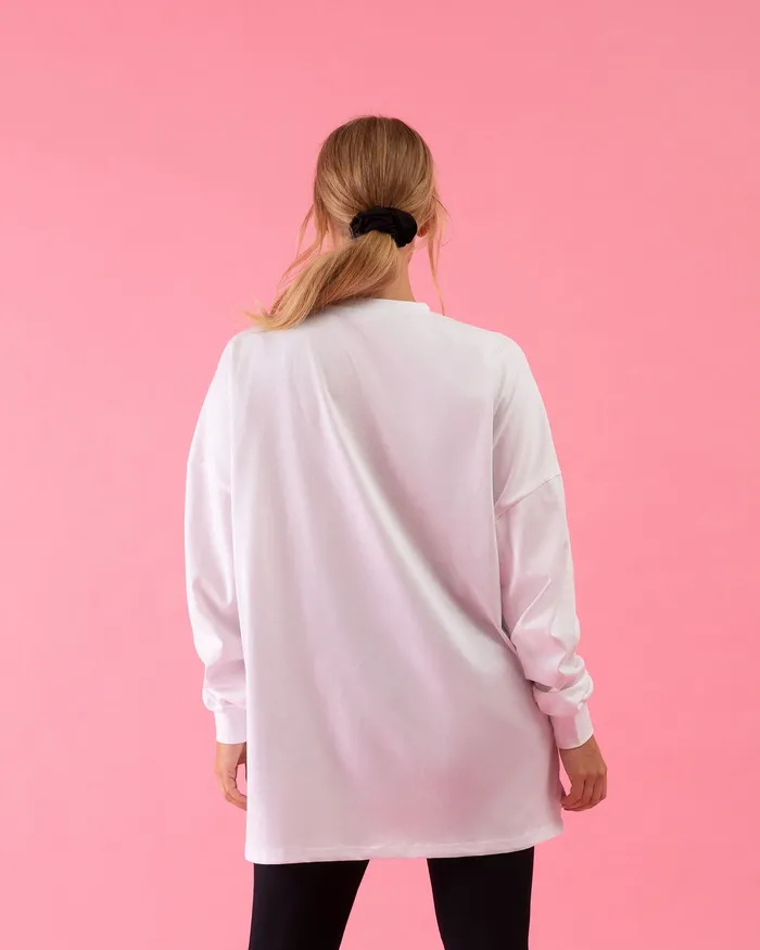 Bloch Bloch Play Oversized LS Tee White Adult Tops Bloch Bloch Play Oversized LS Tee White Adult Tops