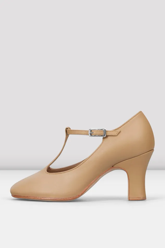 Bloch Ladies Chord TStrap 3 Inch Heel Character Shoes Tan Leather Adult Character Bloch Ladies Chord TStrap 3 Inch Heel Character Shoes Tan Leather Adult Character