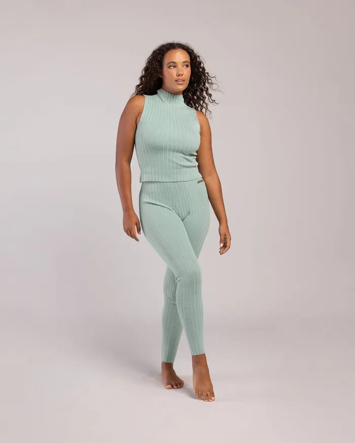 Bloch Leggings Adult Rib Lounge Full Length Legging Sage Rib