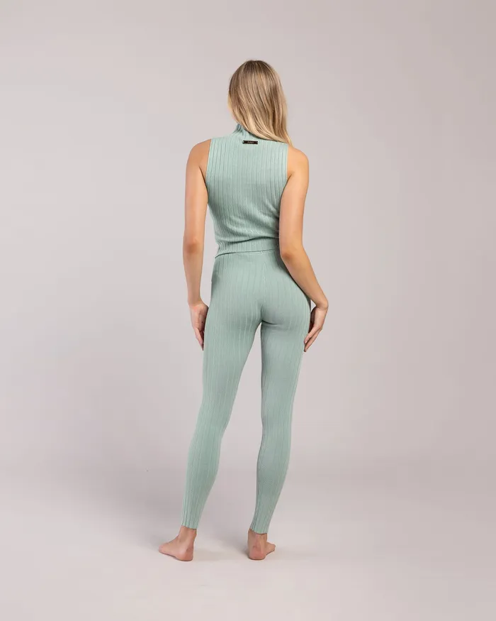 Bloch Leggings Adult Rib Lounge Full Length Legging Sage Rib