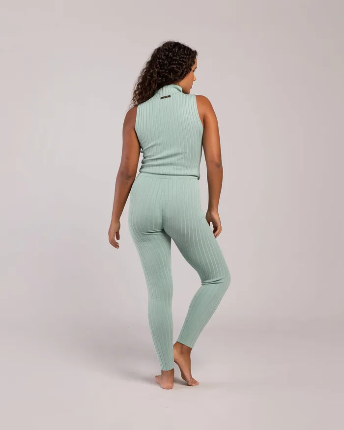 Bloch Leggings Adult Rib Lounge Full Length Legging Sage Rib