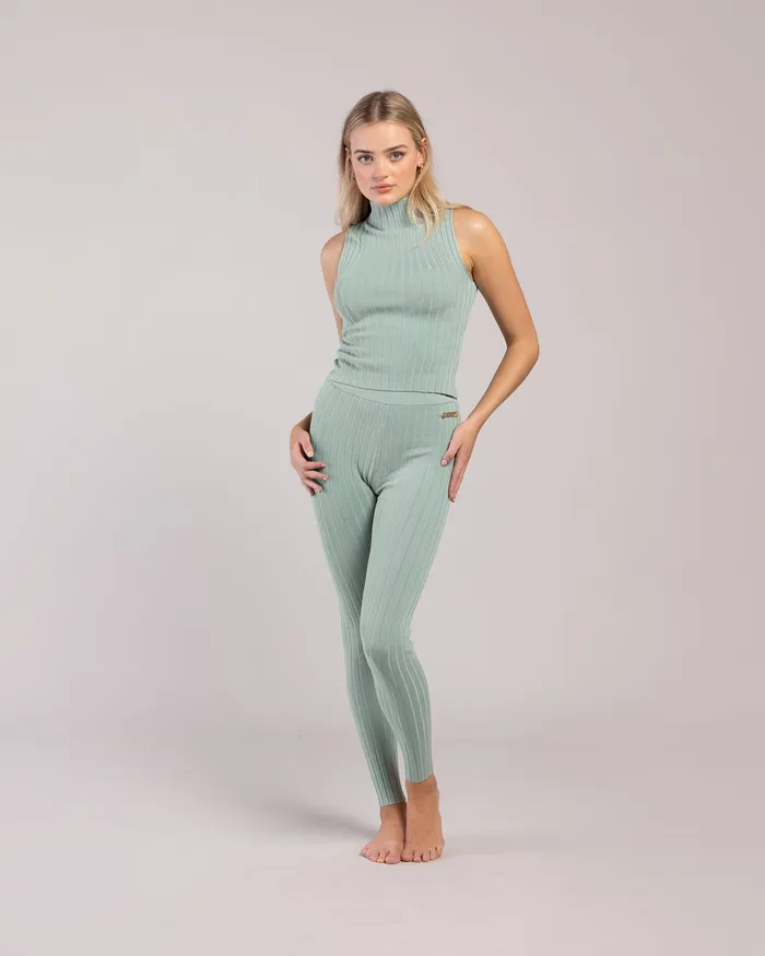 Bloch Leggings Adult Rib Lounge Full Length Legging Sage Rib