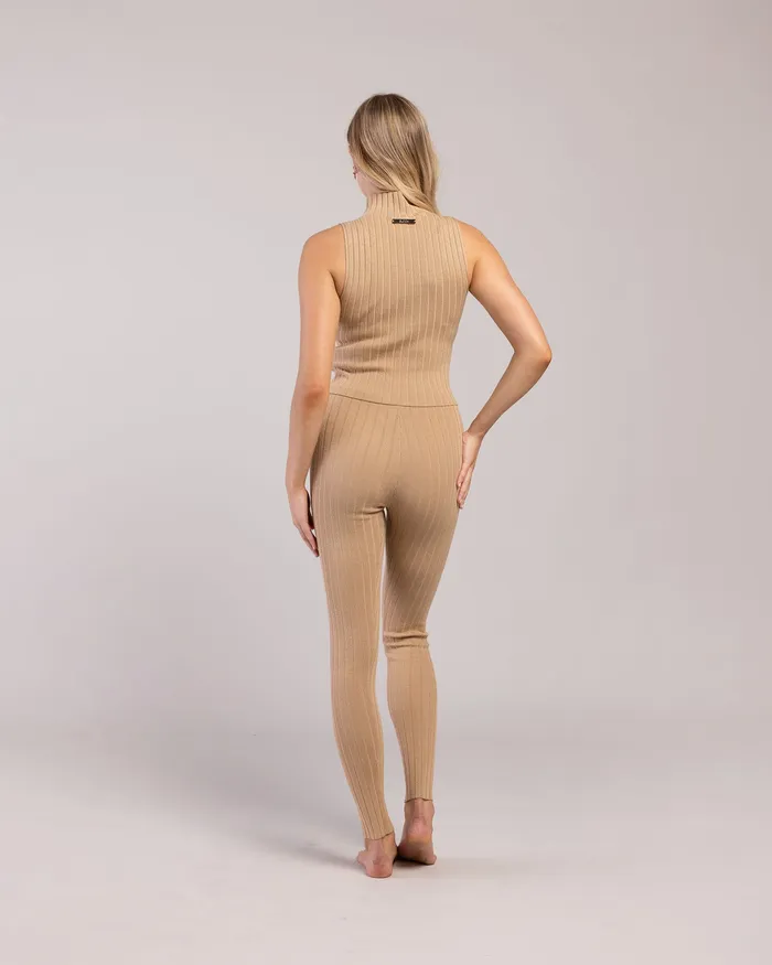 Bloch Rib Lounge Full Length Legging Tan Rib Adult Leggings