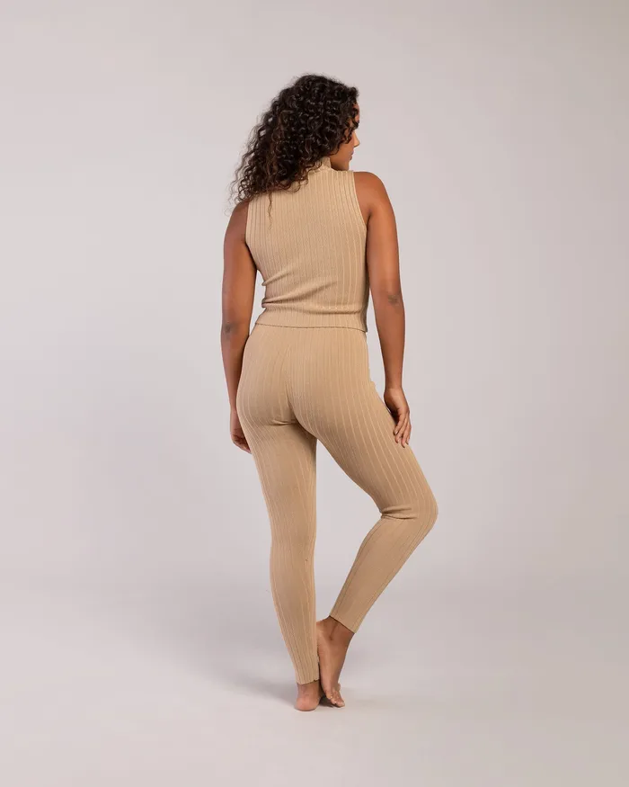 Bloch Rib Lounge Full Length Legging Tan Rib Adult Leggings