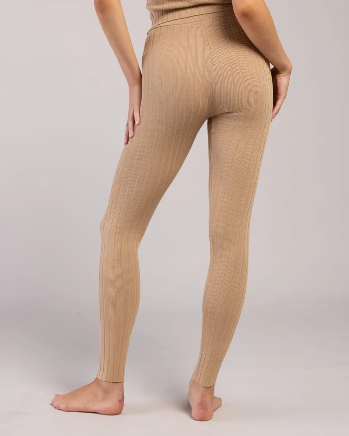 Bloch Rib Lounge Full Length Legging Tan Rib Adult Leggings