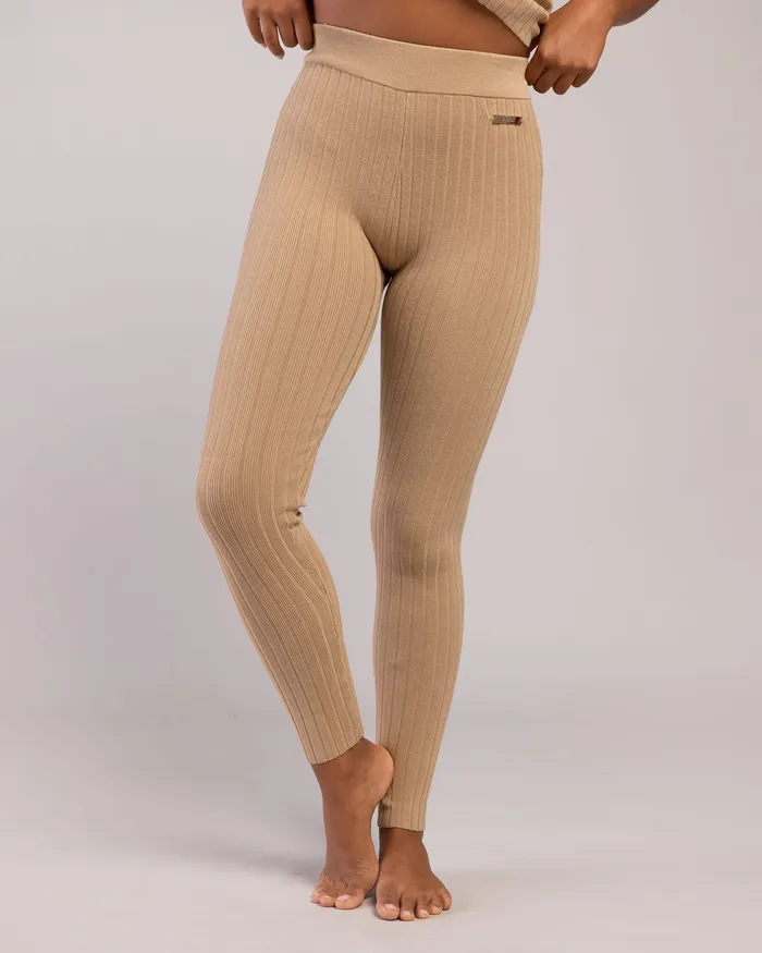 Bloch Rib Lounge Full Length Legging Tan Rib Adult Leggings