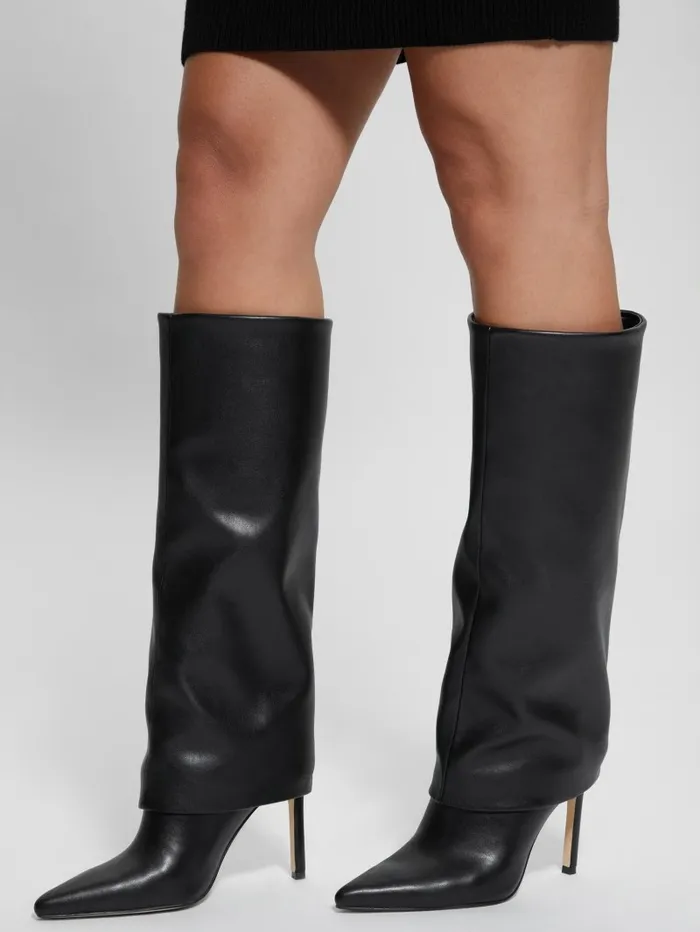 Boots and Booties GUESS Women Sabola FoldOver KneeHigh Boots Black 002 Boots and Booties GUESS Women Sabola FoldOver KneeHigh Boots Black 002