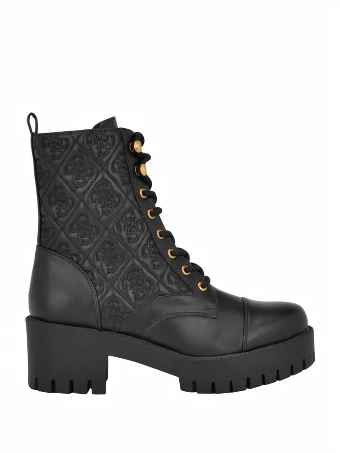 Boots and Booties Women Waite Embossed LaceUp Moto Boots Black 001 GUESS Boots and Booties Women Waite Embossed LaceUp Moto Boots Black 001 GUESS