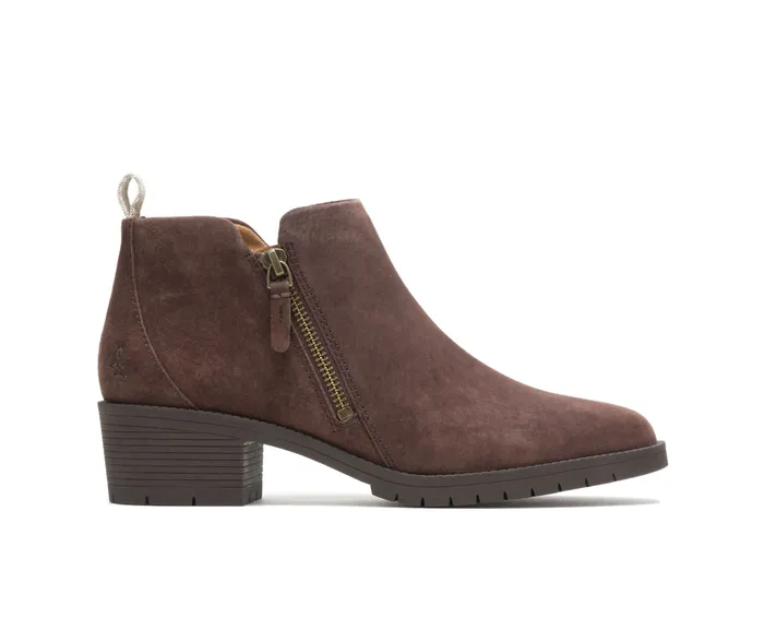 Boots Hush Puppies Women Hadley Side Zip Boot Dark Brown Suede