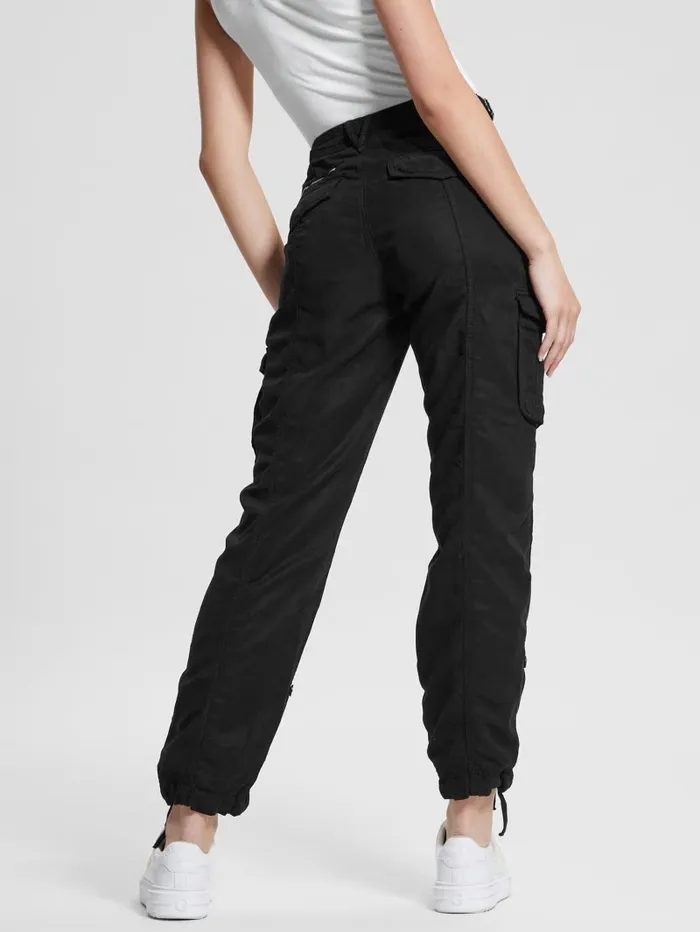 Bottoms GUESS Women Eco Nessi Cargo Pants Jet Black Multi