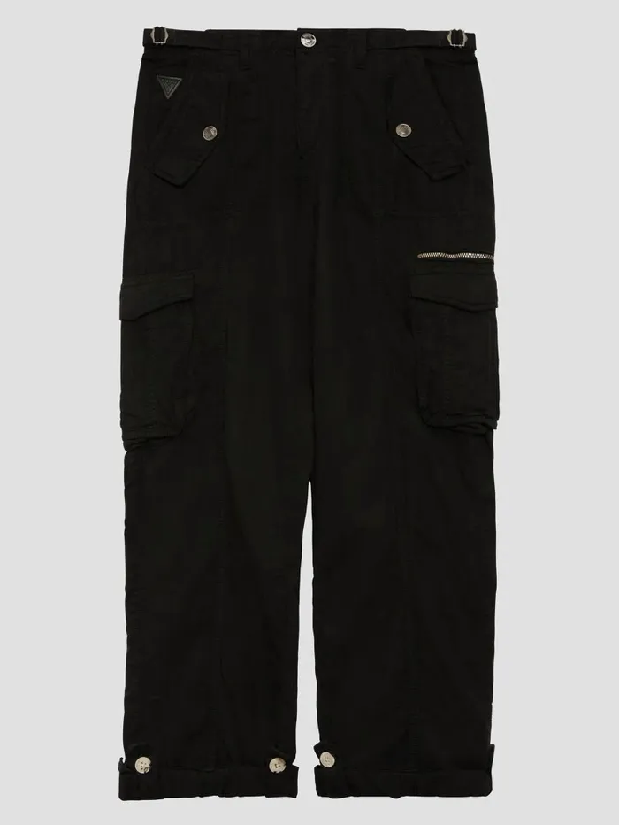 Bottoms GUESS Women Eco Nessi Cargo Pants Jet Black Multi