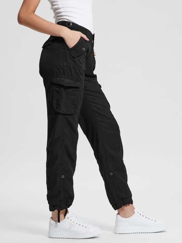 Bottoms GUESS Women Eco Nessi Cargo Pants Jet Black Multi