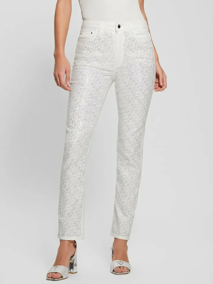 Bottoms GUESS Women Girly Satin Pants Pure White