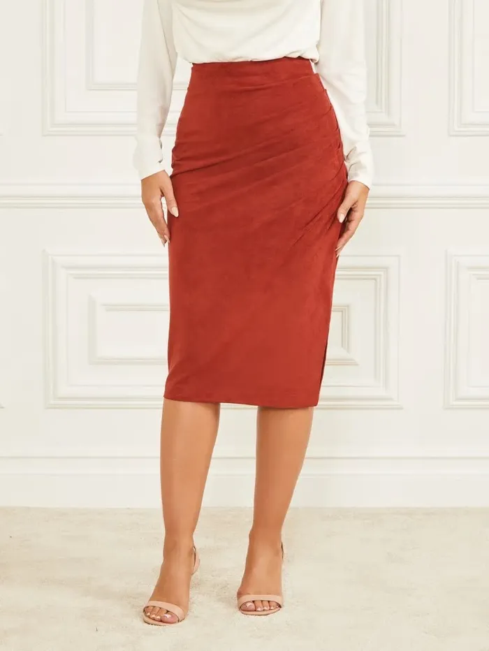 Bottoms GUESS Women Hudson Pencil Skirt Dark Jam Red