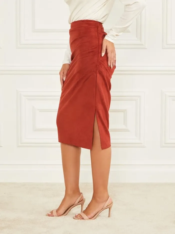 Bottoms GUESS Women Hudson Pencil Skirt Dark Jam Red Bottoms GUESS Women Hudson Pencil Skirt Dark Jam Red