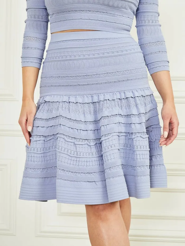 Bottoms Women GUESS Bethany Sweater Skirt Dust Light Blue Bottoms Women GUESS Bethany Sweater Skirt Dust Light Blue