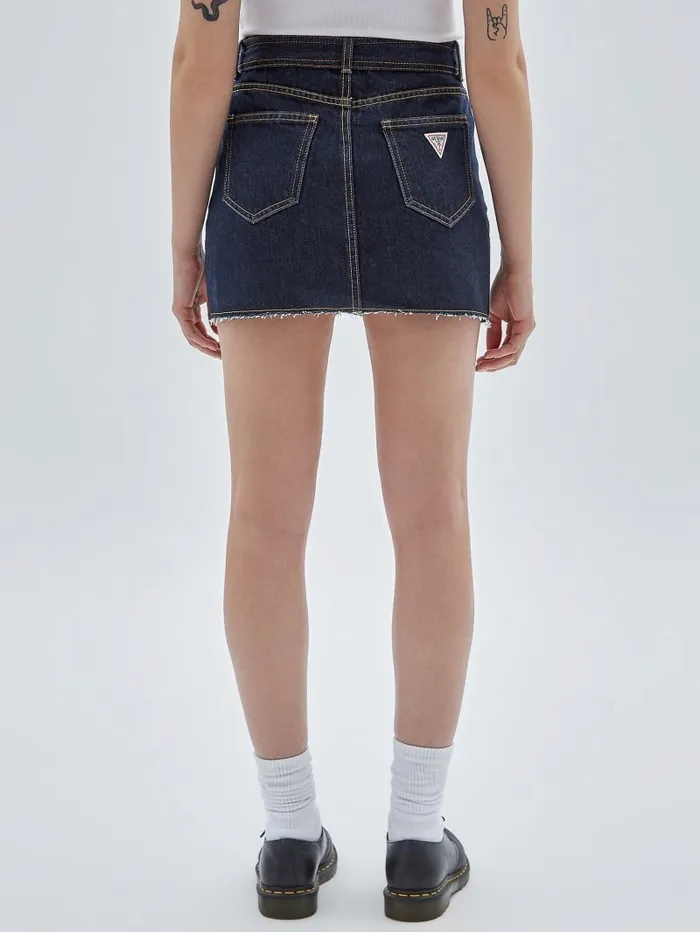 Bottoms Women GUESS Originals Belted Denim Skirt Go Vintage Dark Wash GUESS Bottoms Women GUESS Originals Belted Denim Skirt Go Vintage Dark Wash GUESS