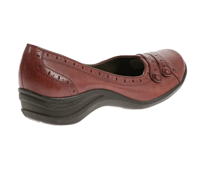 Burlesque Dark Red Leather Women Walking Shoes Hush Puppies