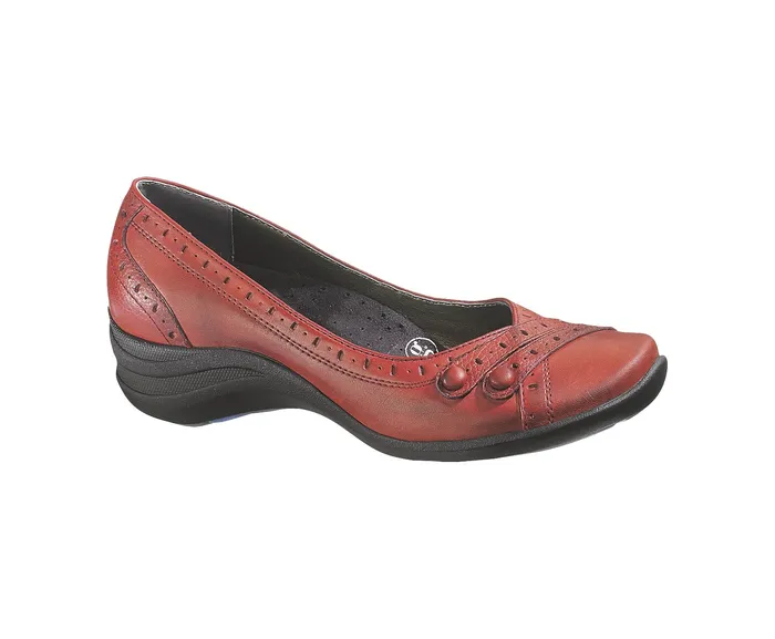 Burlesque Dark Red Leather Women Walking Shoes Hush Puppies