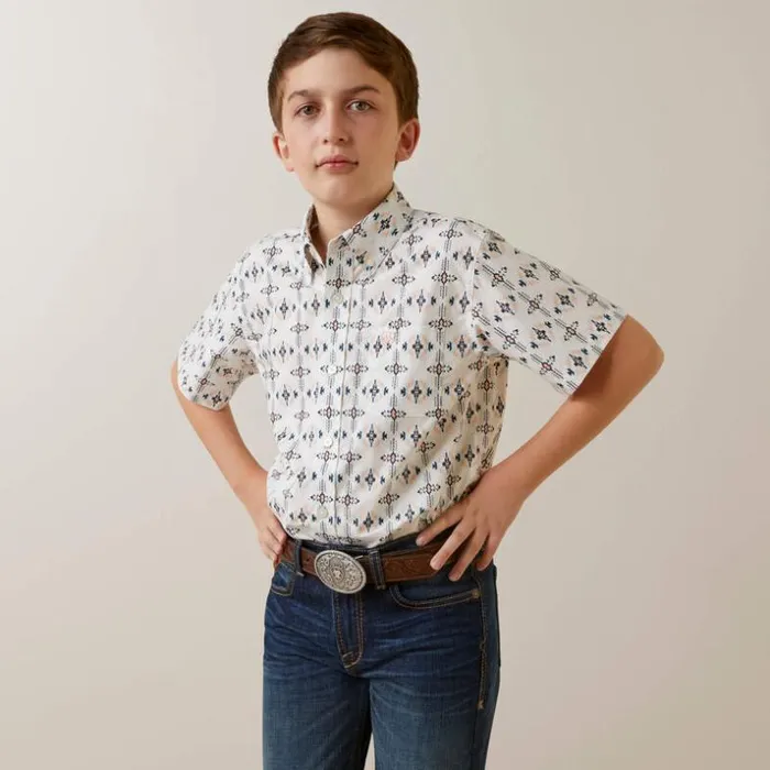 Button Down Shirts Kids Ariat Otto Classic Fit Shirt White