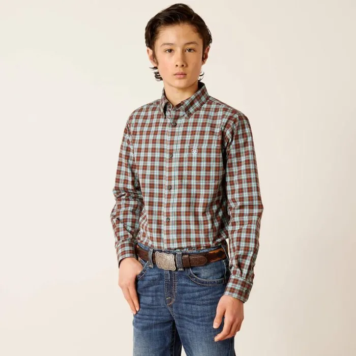 Button Down Shirts Kids Ariat Pro Series Brett Classic Fit Shirt Bitter Chocolate