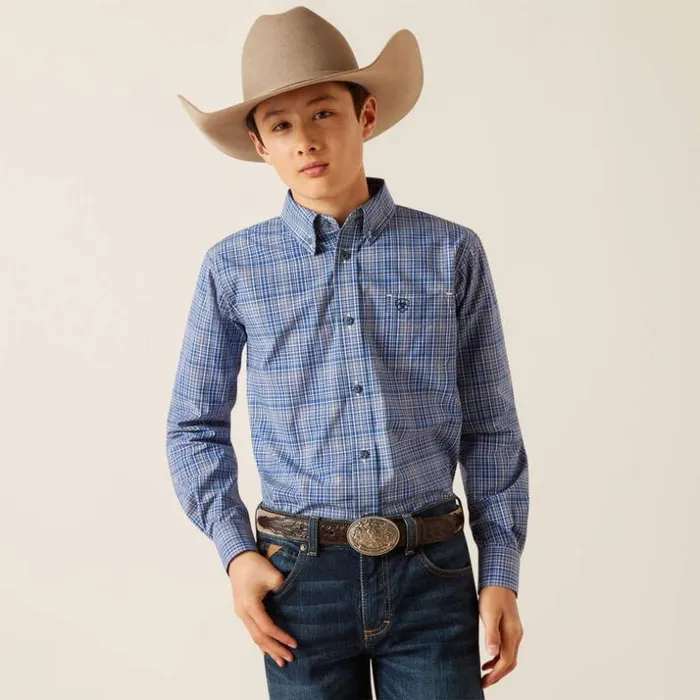 Button Down Shirts Kids Ariat Pro Series Pitt Classic Fit Shirt True Blue