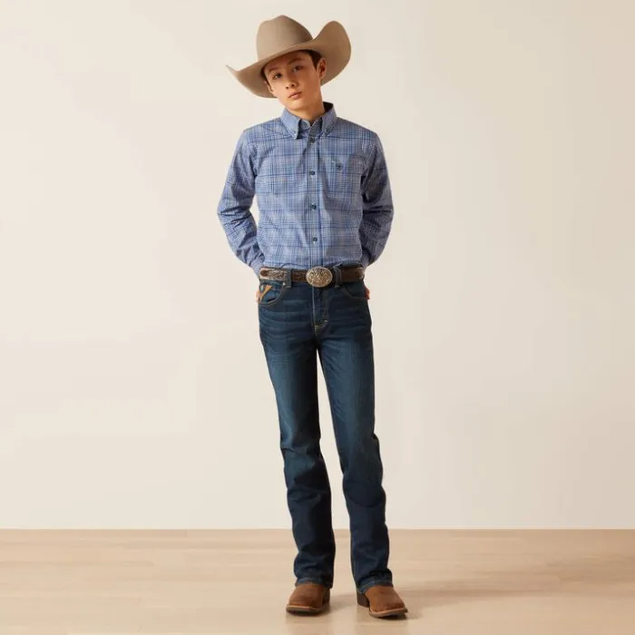 Button Down Shirts Kids Ariat Pro Series Pitt Classic Fit Shirt True Blue Button Down Shirts Kids Ariat Pro Series Pitt Classic Fit Shirt True Blue