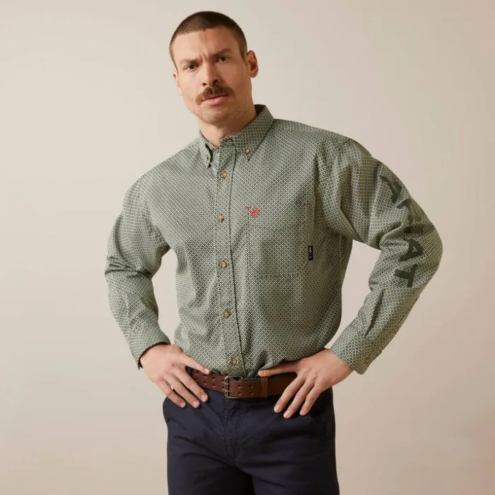 Button Down Shirts Men Ariat FR Chisolm Logo Work Shirt Beetle
