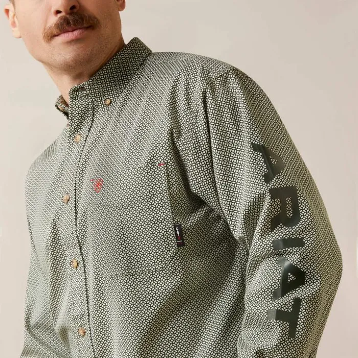 Button Down Shirts Men Ariat FR Chisolm Logo Work Shirt Beetle Button Down Shirts Men Ariat FR Chisolm Logo Work Shirt Beetle