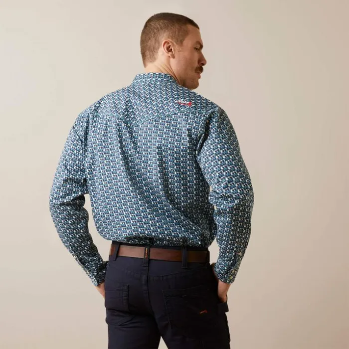 Button Down Shirts Men Ariat FR Earp Retro Fit Snap Work Shirt Storm Blue Button Down Shirts Men Ariat FR Earp Retro Fit Snap Work Shirt Storm Blue