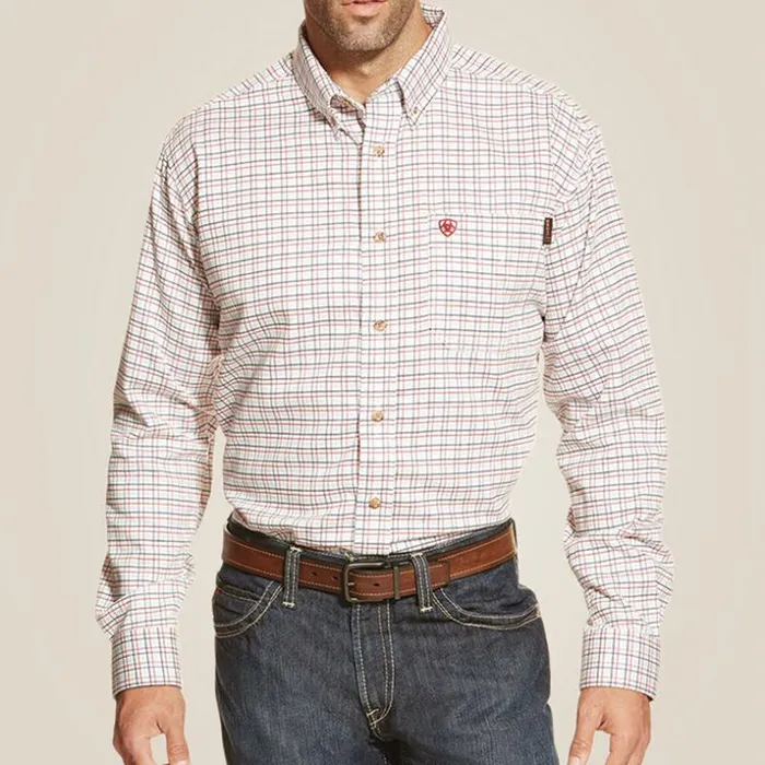 Button Down Shirts Men Ariat FR Gauge Work Shirt White Multi