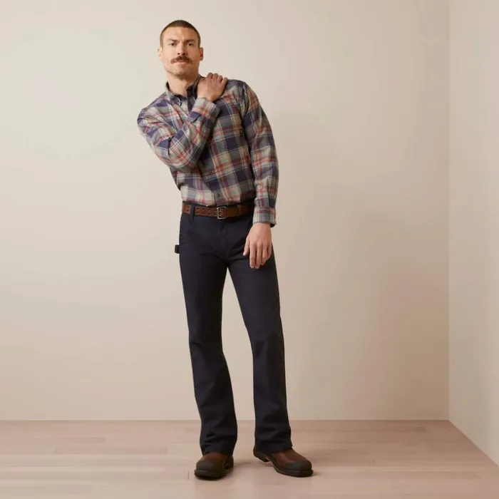 Button Down Shirts Men Ariat FR Kane Work Shirt Navy Plaid Button Down Shirts Men Ariat FR Kane Work Shirt Navy Plaid